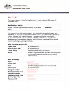 恭喜L女士成功獲得893商業投資者永居簽證！